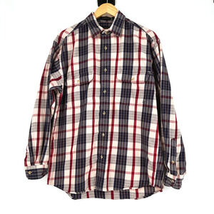 VTG 90s Eddie Bauer Mens Elkhorn Twill Plaid Button Up Shirt Medium Heavyweight